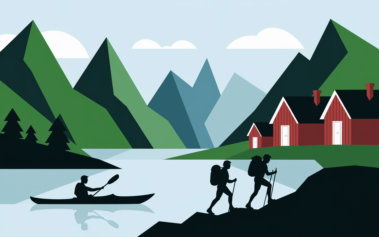 Kayak et randonnée sous aurores boréales aux îles Lofoten