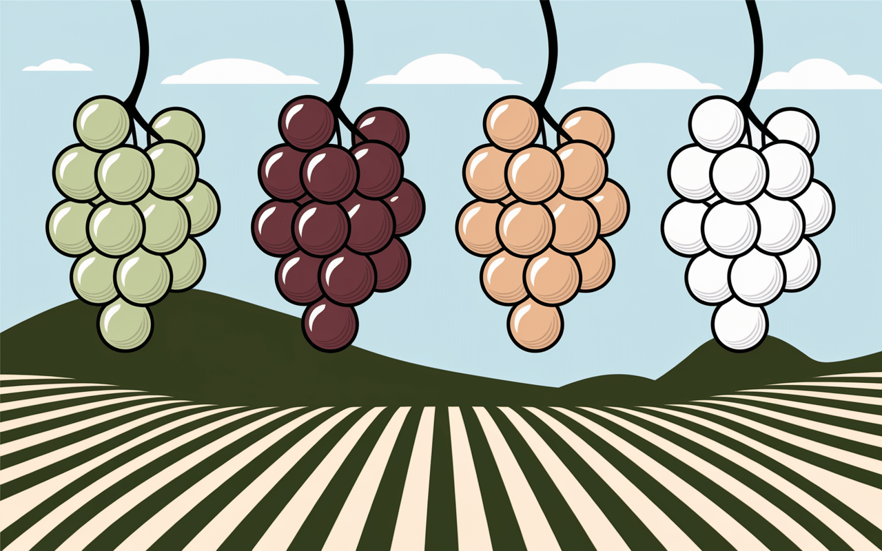 différentes variétés de raisins pour vin blanc sec