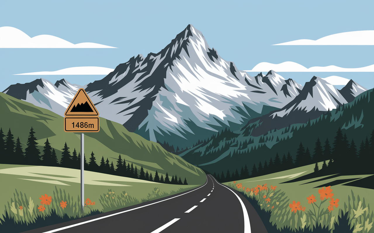 Vue panoramique col des Aravis panneau altitude