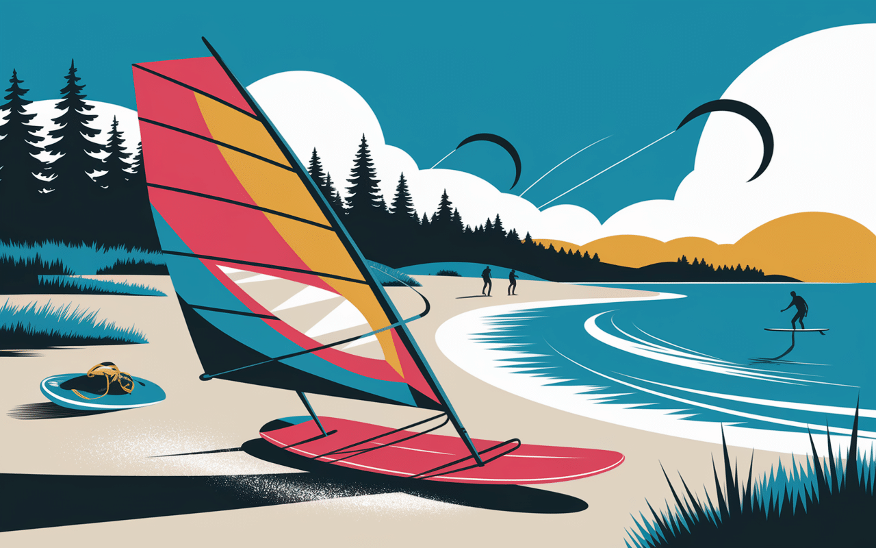 Scène sportive avec char à voile et kitesurf à Hardelot Plage