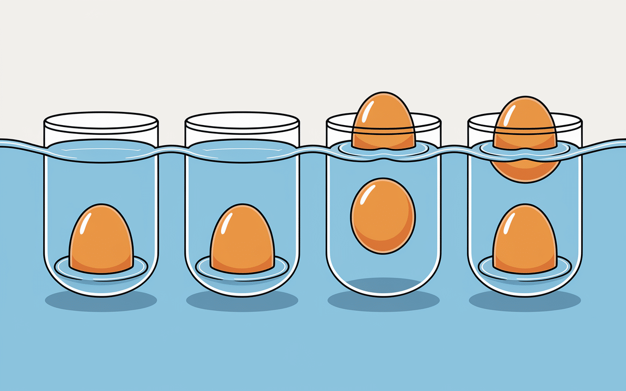 illustration positions oeufs dans eau test oeuf qui flotte