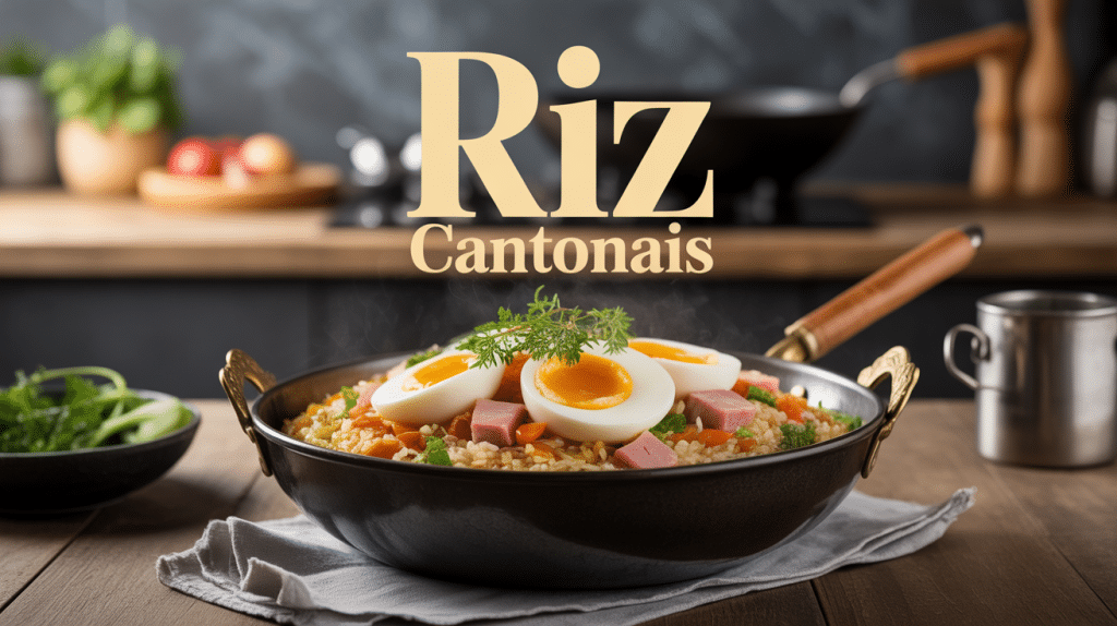 plat de riz cantonais avec jambon et œufs brouillés