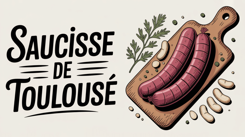 Saucisse de Toulouse dorée avec haricots blancs et herbes