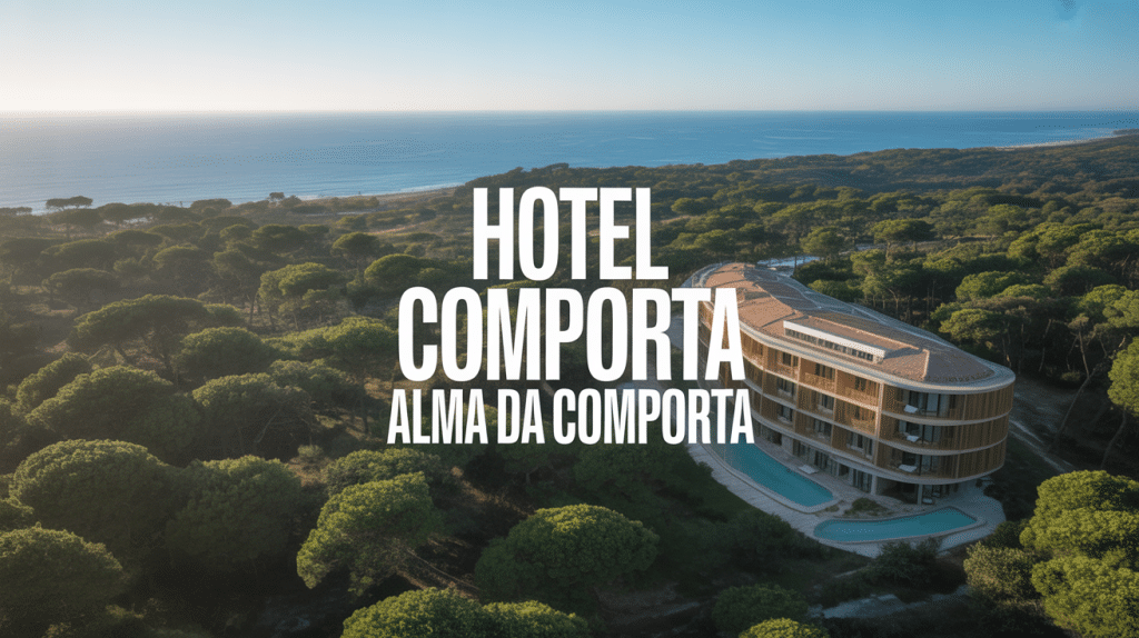 vue aerienne hotel comporta alma da comporta avec rizieres et foret