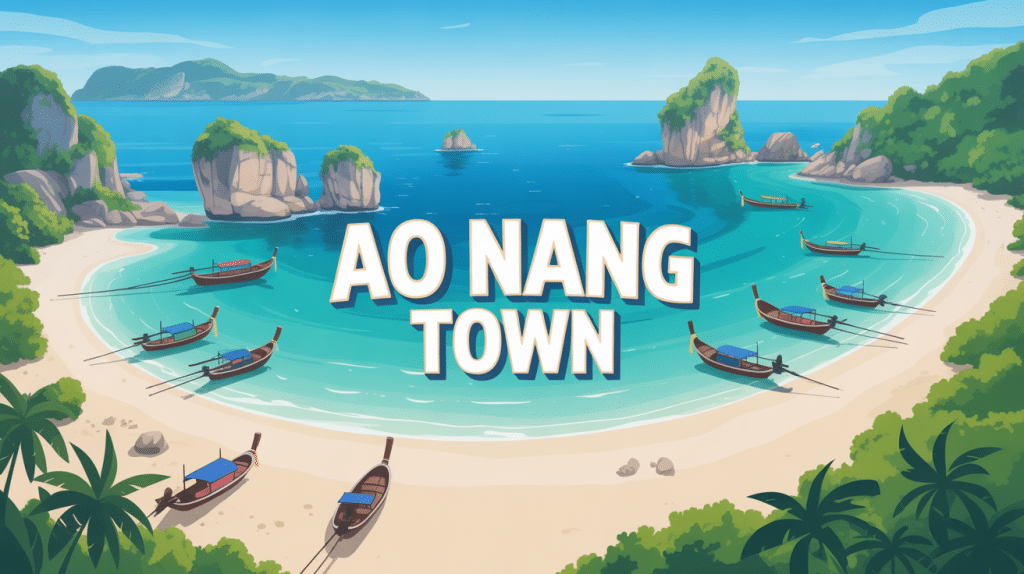 vue aerienne baie paradisiaque aonang town