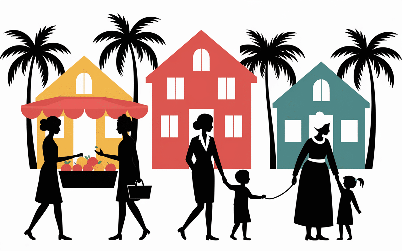 cap vert femme scene marche famille