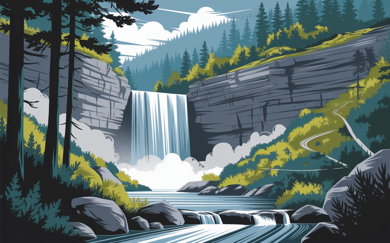 Sentier autour de la Cascade de Carnevale - Cascata di Carnevale en forêt