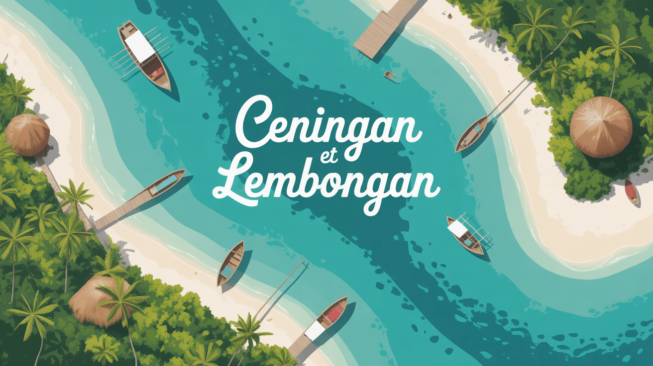 Vue aerienne ceningan lembongan plages lagon