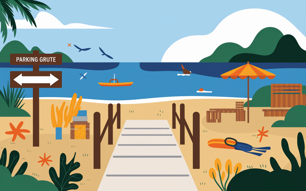 Accès plage de Fautea - Arinella di Fautea parking et services