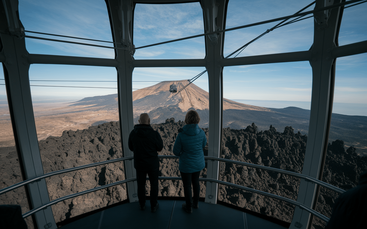 Cabine téléphérique Etna vue volcan