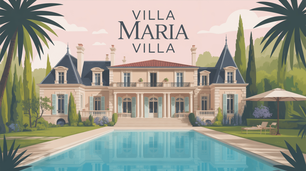 façade luxe villa maria villa illustration
