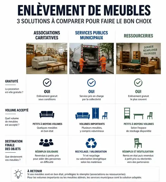 Comparatif des solutions pour l'enlèvement de meubles à domicile gratuit en Seine-et-Marne