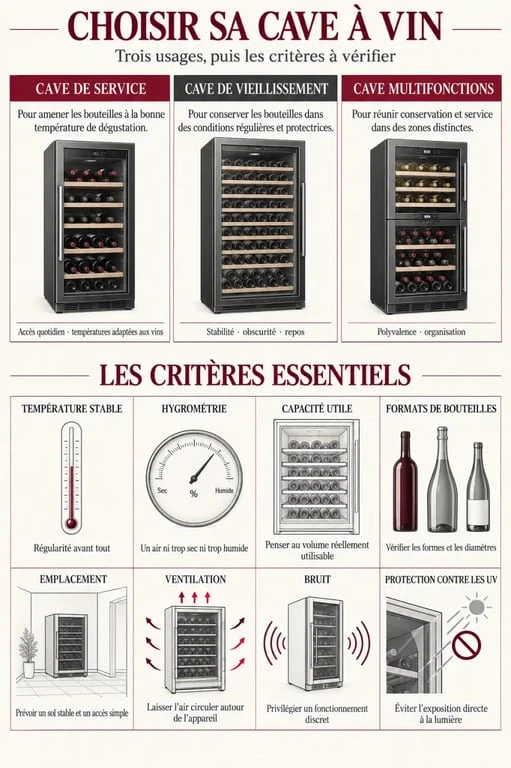 Cave à vin comment choisir : infographie des types de caves et critères essentiels